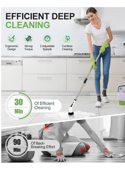 Electric Cleaning Brush with 9 Replaceable Heads | Electric Spin Scrubber & Electric Brush Cleaner for Kitchen, Bathroom, Living Room & Bedroom