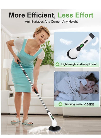 Electric Cleaning Brush with 9 Replaceable Heads | Electric Spin Scrubber & Electric Brush Cleaner for Kitchen, Bathroom, Living Room & Bedroom