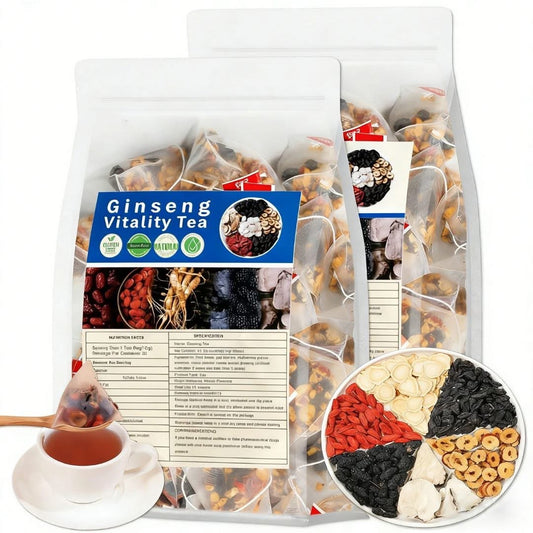 Ginseng Five Treasures Tea Kidney Tea, Traditional Chinese Herbal Tea, Natural Organic Kidney Cleanse Detox Tea for Women & Men, 7 Precious Ingredients Formula(1 Pack/25 Bags)