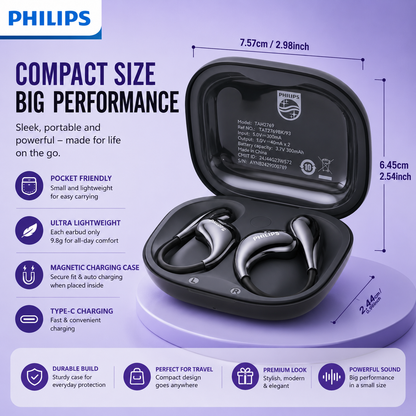 🎧 Philips Open-Ear Wireless Earbuds WATER PROOF