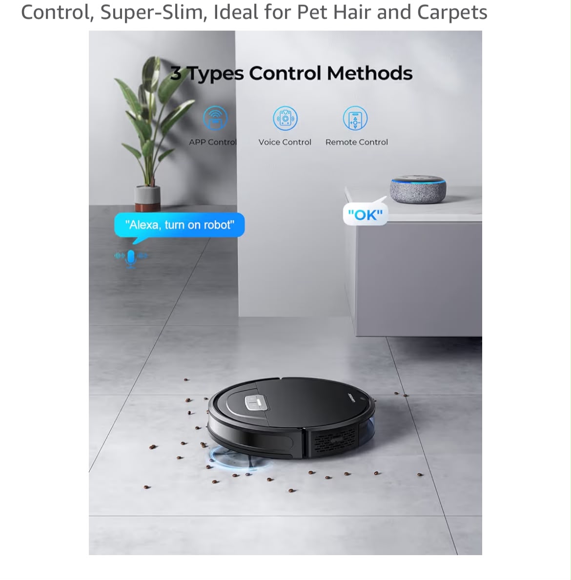 Laresar Robot Vacuums and Mop Combo, MAX 4500Pa Suction, Evol 3 Robotic Vacuum Cleaner with Auto Carpet Boost, Self-Charging, App&Remote&Voice Control, Super-Slim, Ideal for Pet Hair and Carpets