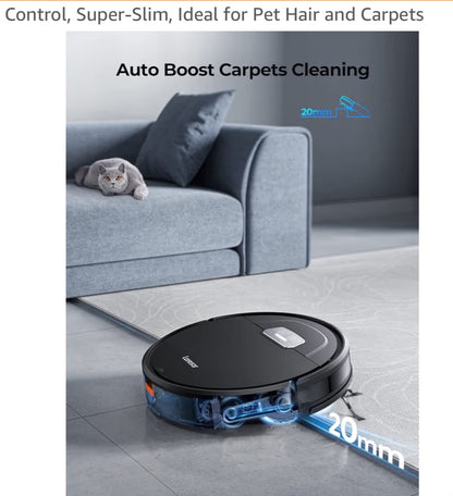 Laresar Robot Vacuums and Mop Combo, MAX 4500Pa Suction, Evol 3 Robotic Vacuum Cleaner with Auto Carpet Boost, Self-Charging, App&Remote&Voice Control, Super-Slim, Ideal for Pet Hair and Carpets